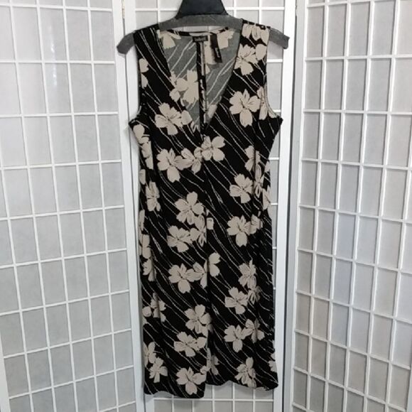Indeed Floral Dress – Black/Cream – Sleeveless – Women Size L - Picture 1 of 8